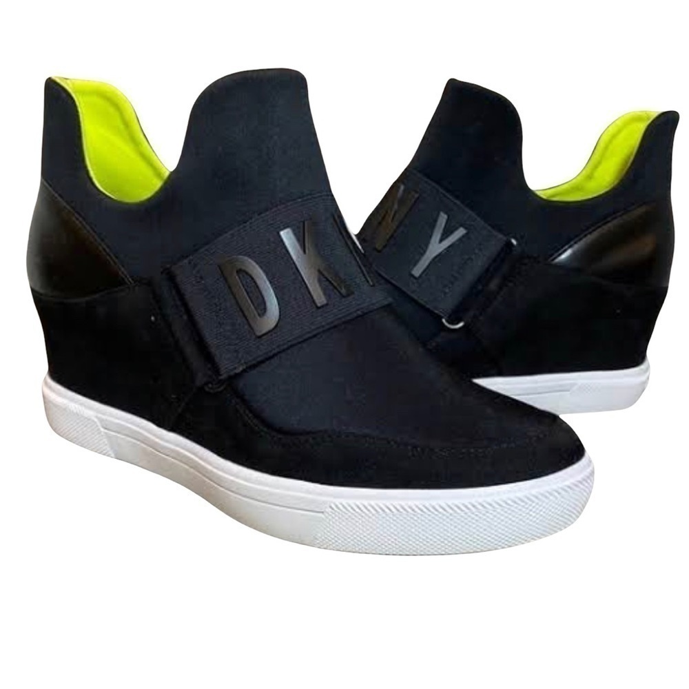 DNKY Wedge Sneakers Booties Black Ankle Boots